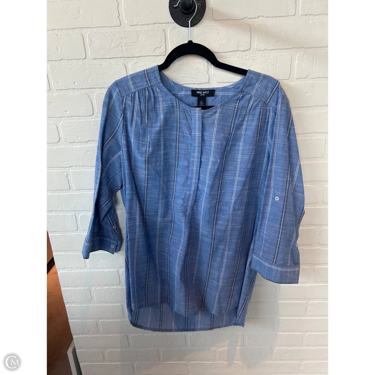Top Long Sleeve By Nine West Apparel In Blue, Size: L