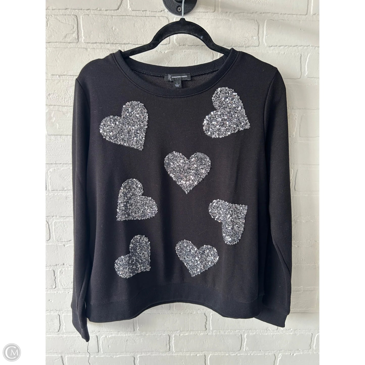 Sweater By Inc In Black & Silver, Size: L