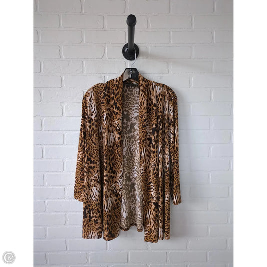 Cardigan By Slinky Brand In Brown & Tan, Size: M