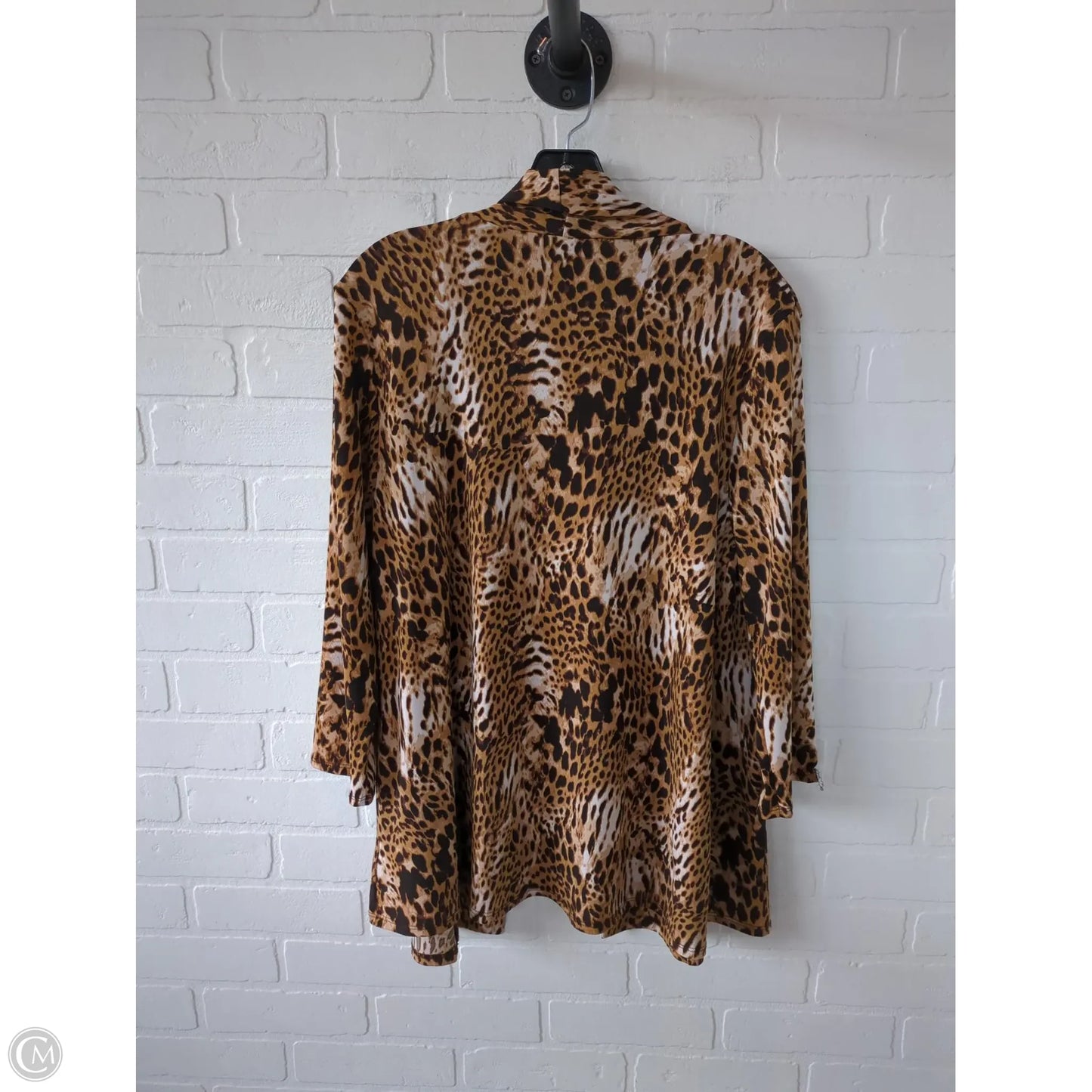 Cardigan By Slinky Brand In Brown & Tan, Size: M