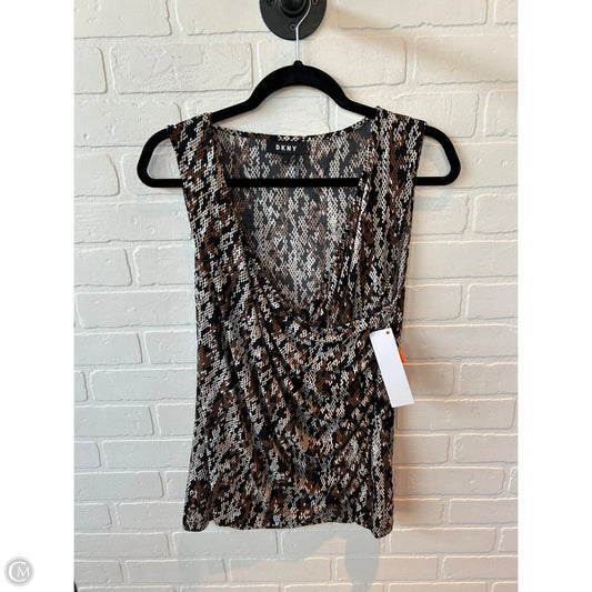 Top Sleeveless By Dkny In Black & Brown, Size: L