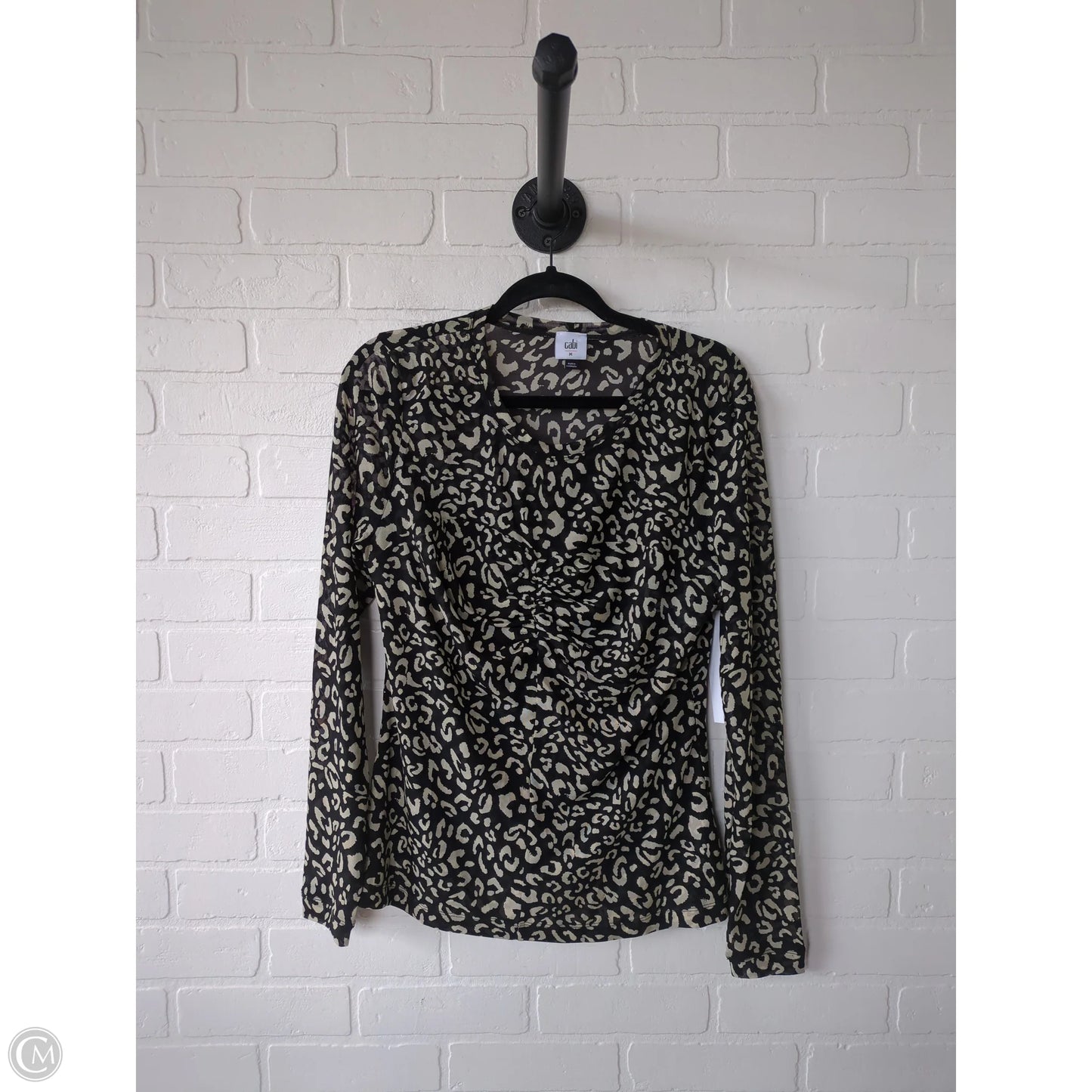 Top Long Sleeve By Cabi In Black & Cream, Size: M