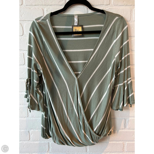 Top 3/4 Sleeve By Emerald In Green & White, Size: L