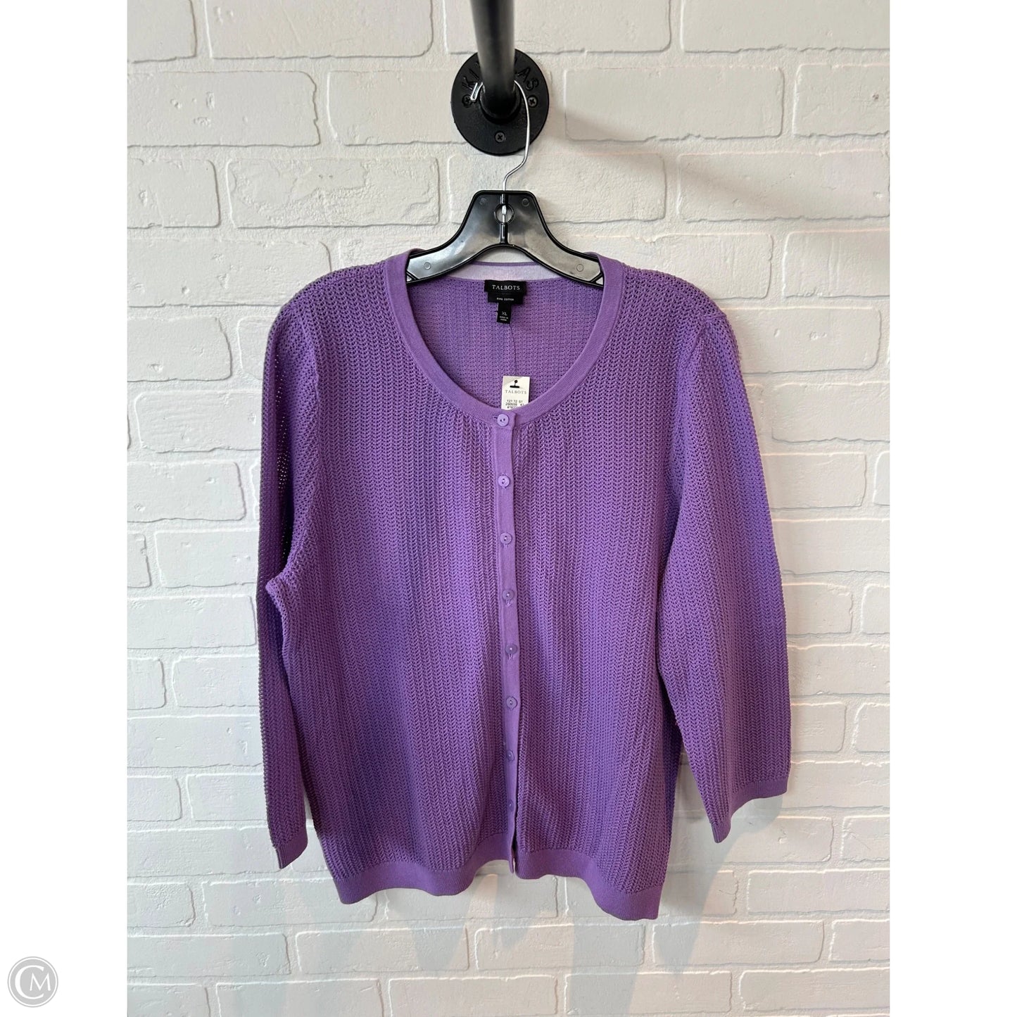 Sweater Cardigan By Talbots In Purple, Size: Xl