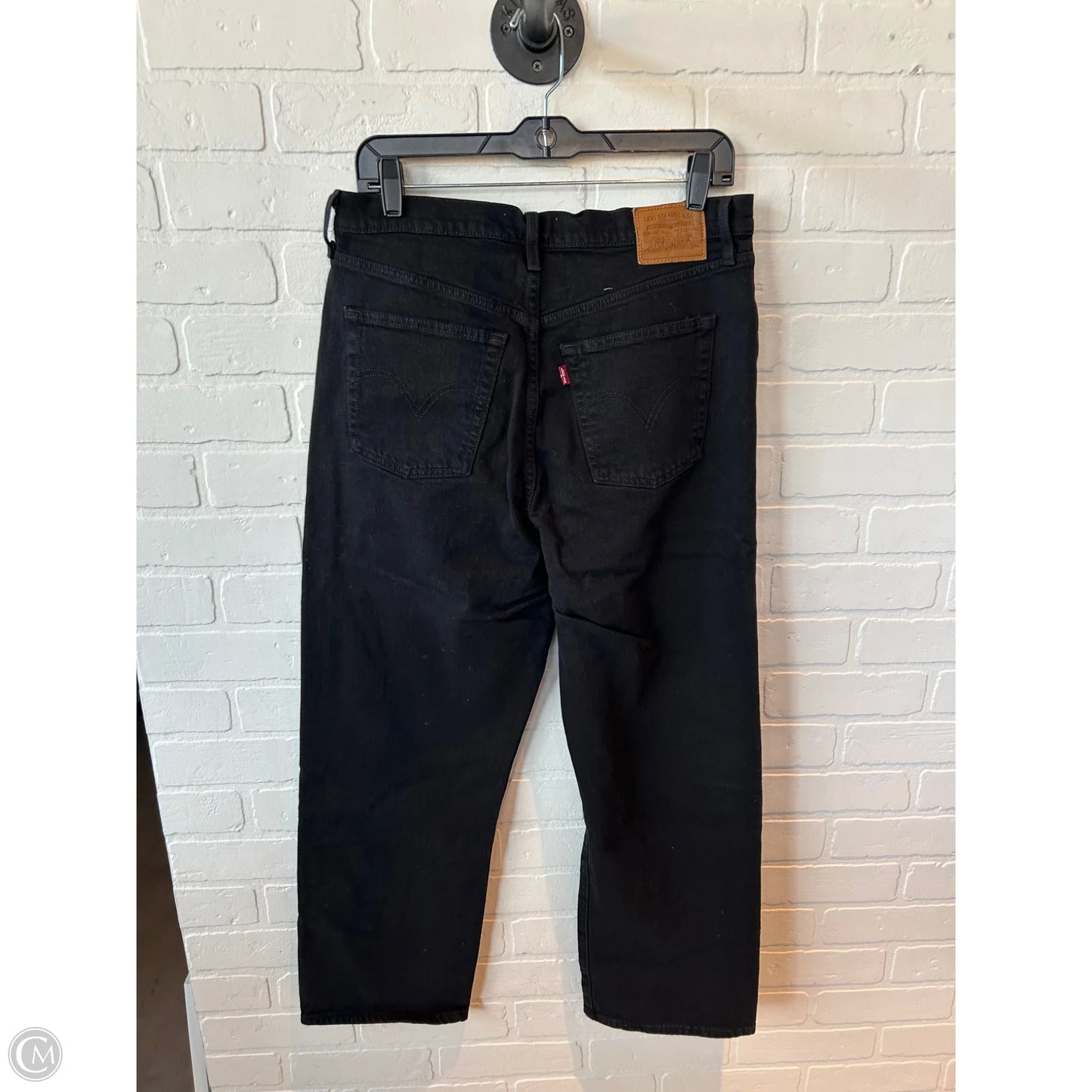 Jeans Straight By Levis In Black Denim, Size: 12
