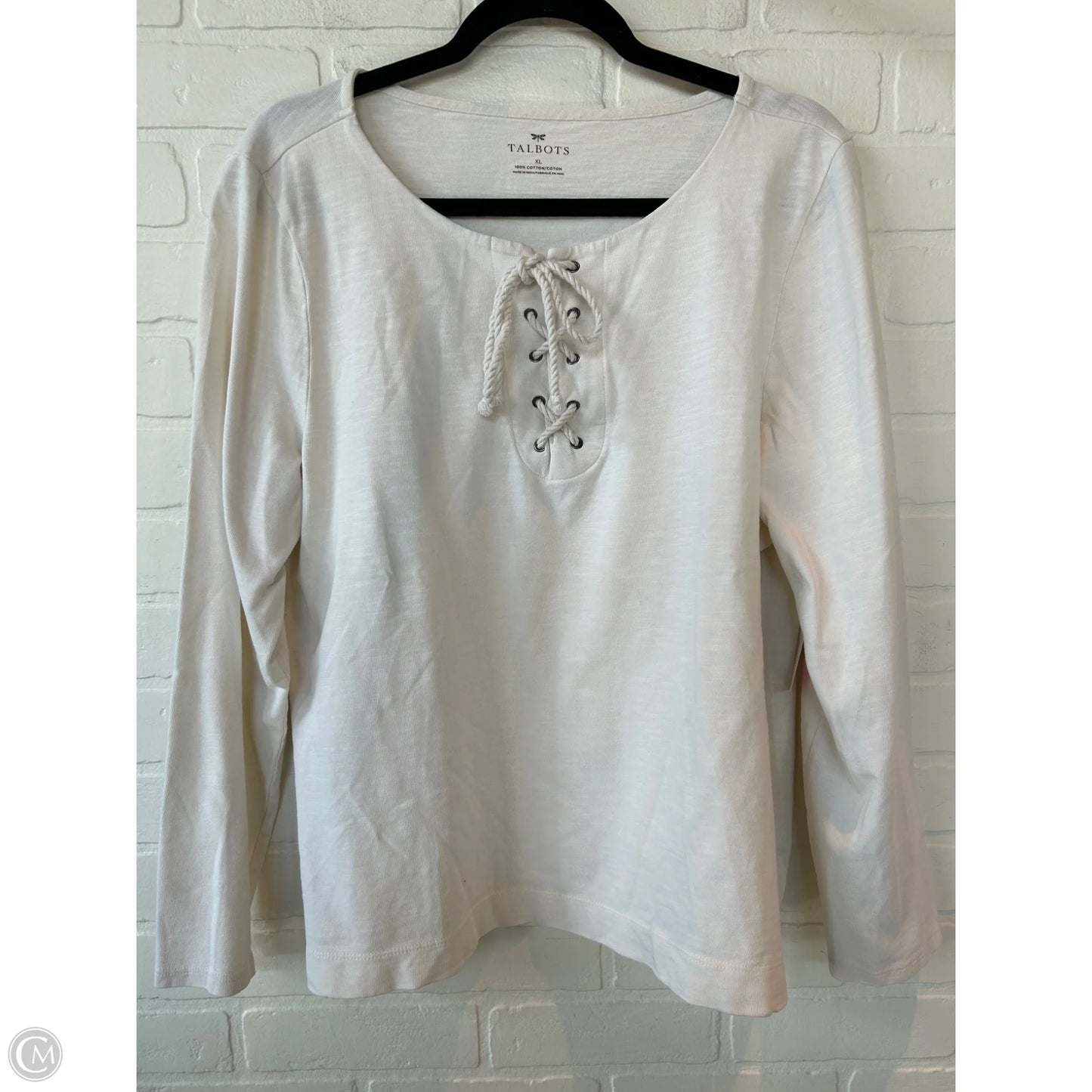 Top Long Sleeve By Talbots In Cream, Size: Xl