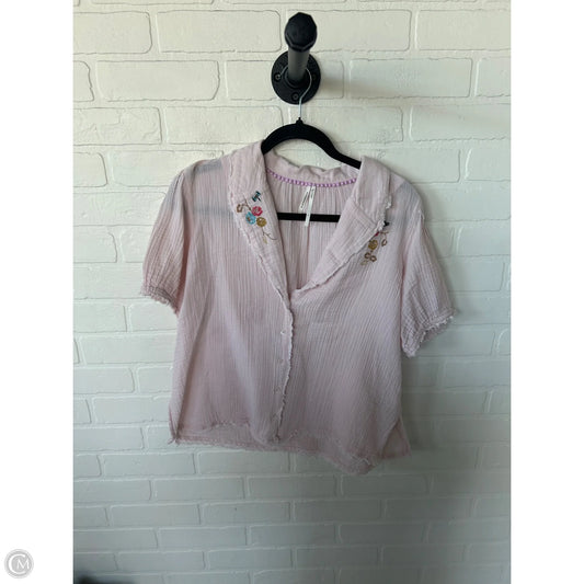 Top Short Sleeve By Anthropologie In Pink, Size: S