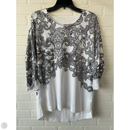 Top 3/4 Sleeve By Chicos In Black & White, Size: M
