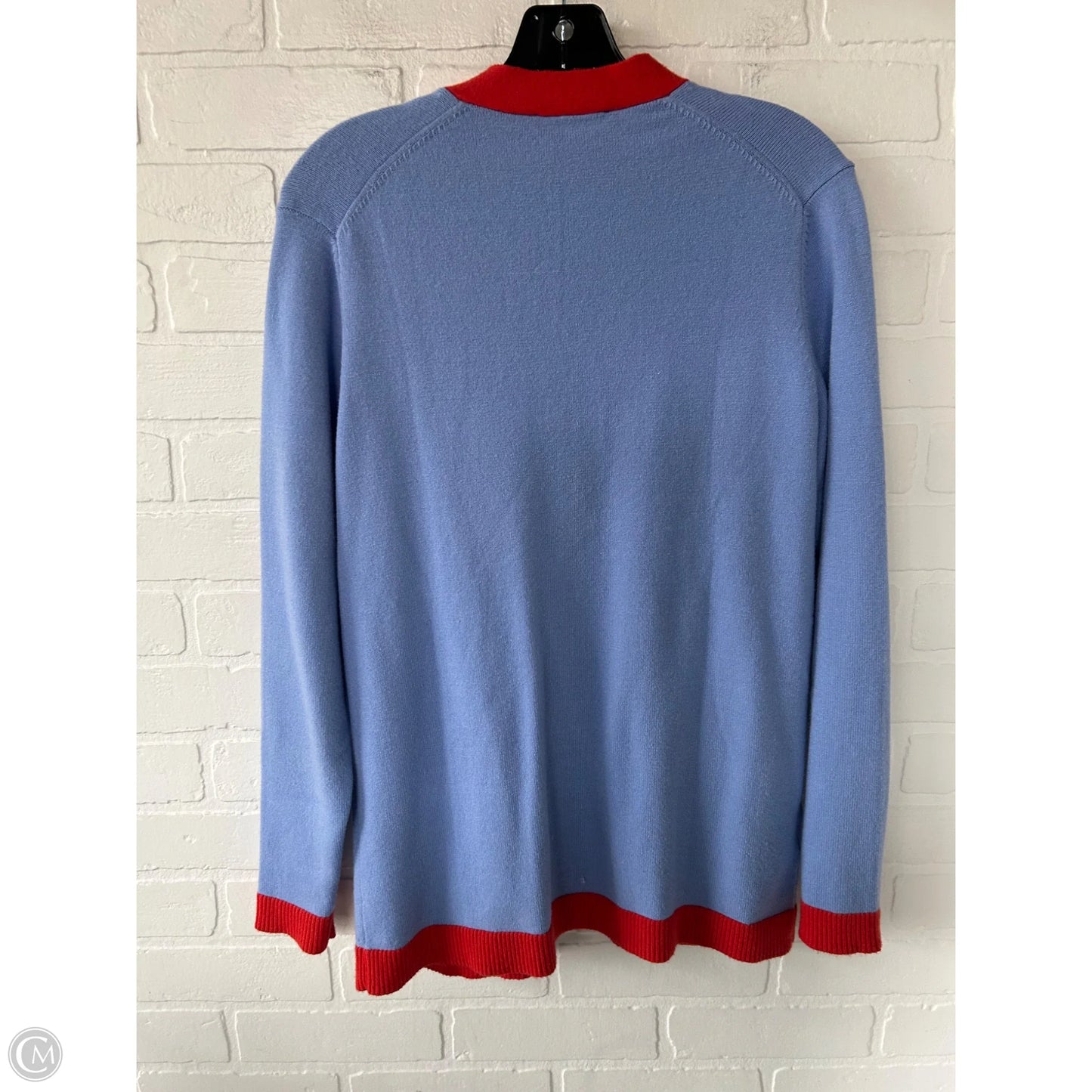 Sweater Cardigan By Ann Taylor In Blue & Red, Size: M