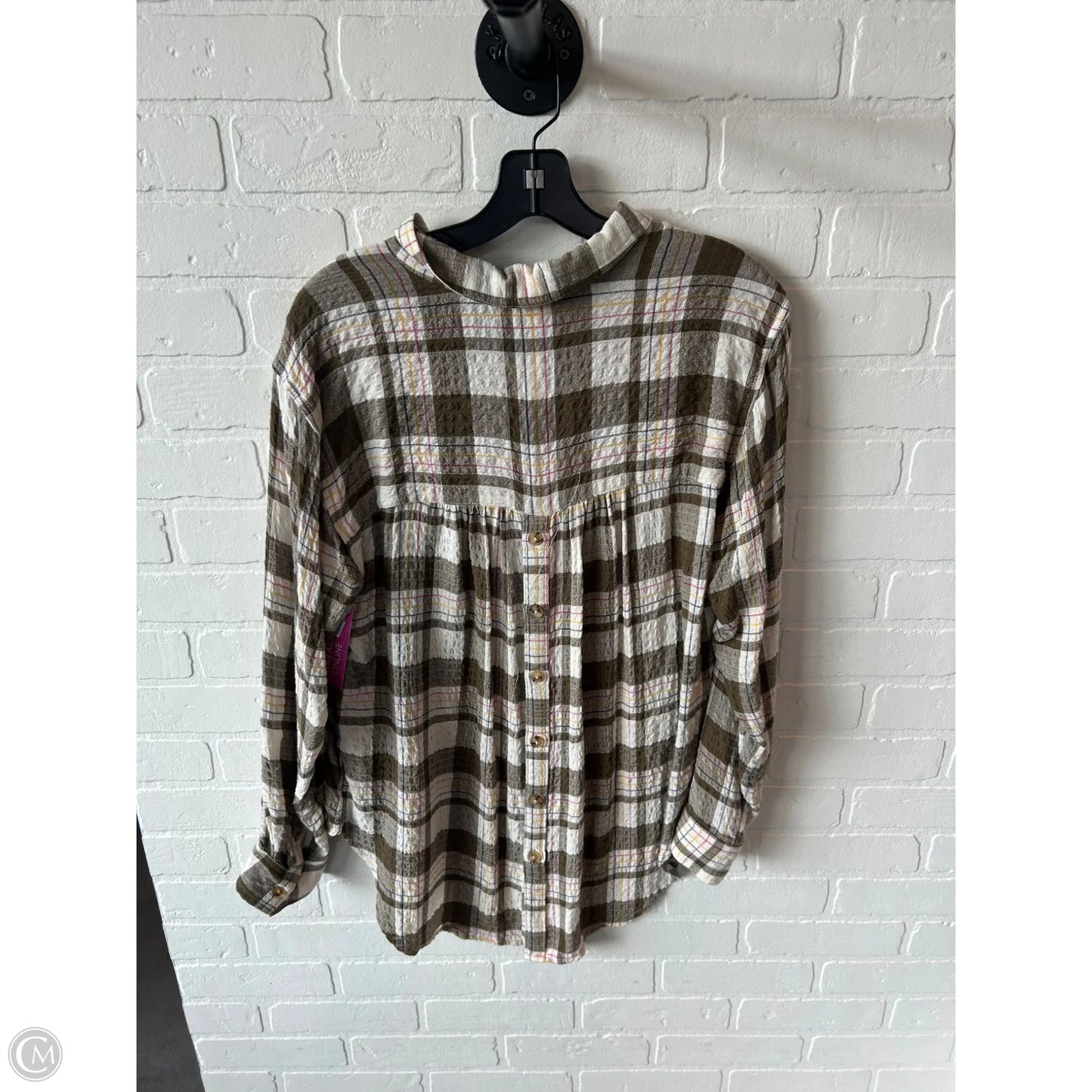 Top Long Sleeve By Anthropologie In Brown & Cream, Size: M