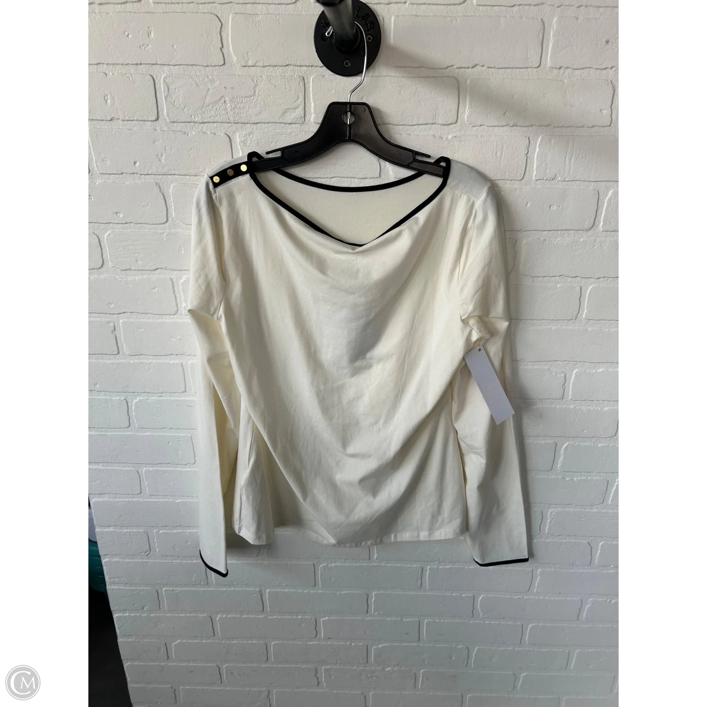 Top Long Sleeve Basic By H&m In Black & Cream, Size: L