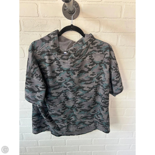 Athletic Top Long Sleeve Hoodie By Fabletics In Black & Grey, Size: L