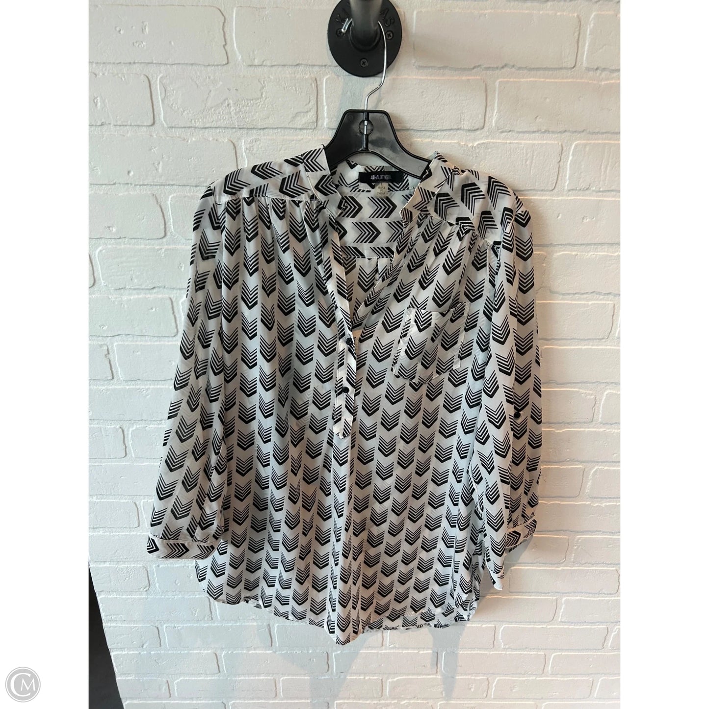 Top 3/4 Sleeve By 41 Hawthorn In Black & White, Size: L