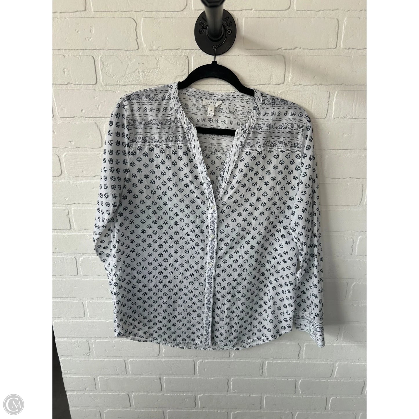 Top Long Sleeve By Joie In Blue & White, Size: S