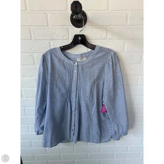 Top 3/4 Sleeve By Loft In Blue & White, Size: L