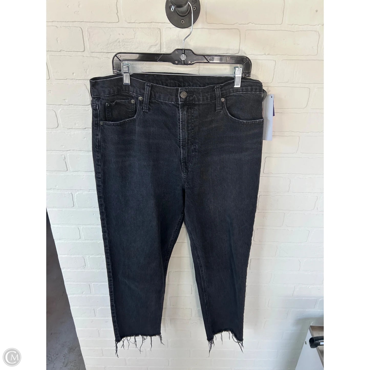 Jeans Straight By Gap In Black Denim, Size: 16