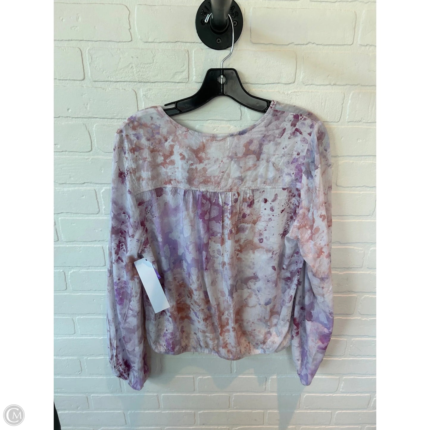 Top Long Sleeve By Cloth & Stone In Purple & White, Size: L