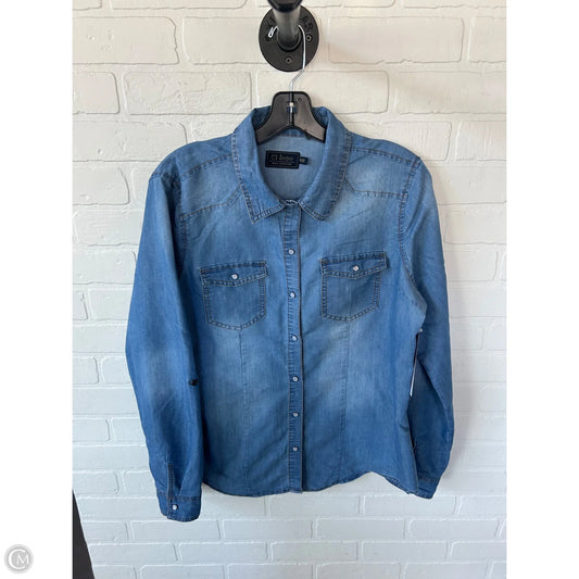 Top Long Sleeve By Ci Sono In Blue Denim, Size: Xl