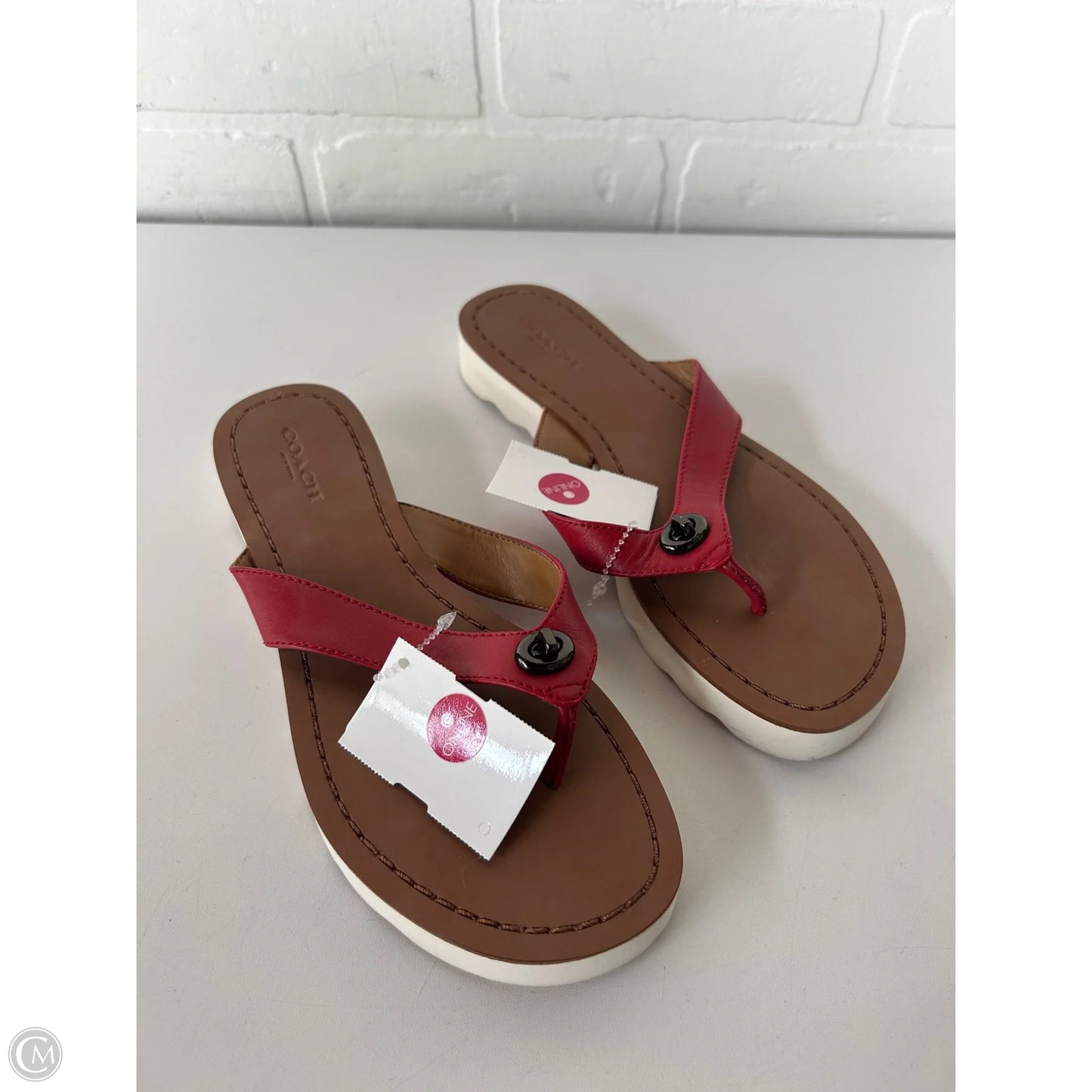 Sandals Designer By Coach In Red, Size: 6