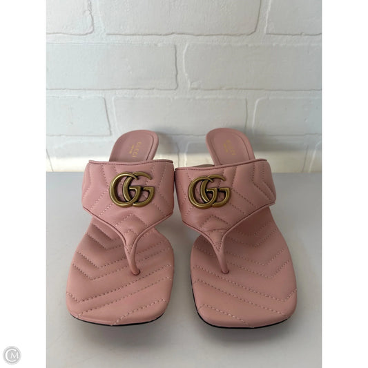 Sandals Luxury Designer By Gucci In Pink, Size: 9