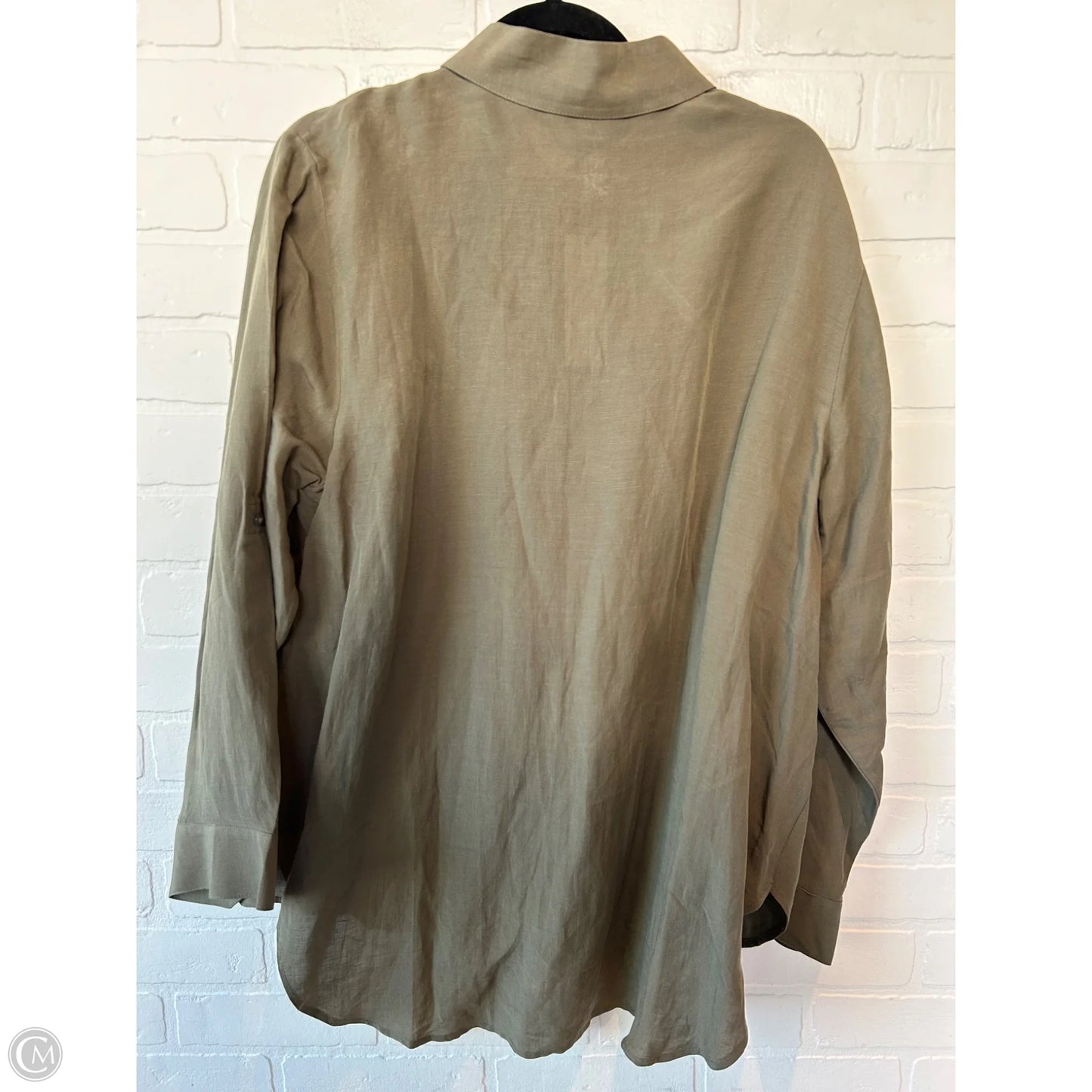 Top Long Sleeve By Calvin Klein In Green, Size: Xl