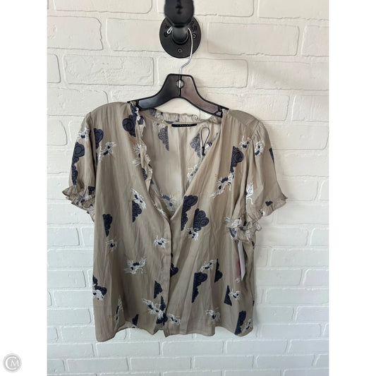Top Short Sleeve By Tahari By Arthur Levine In Taupe, Size: Xl