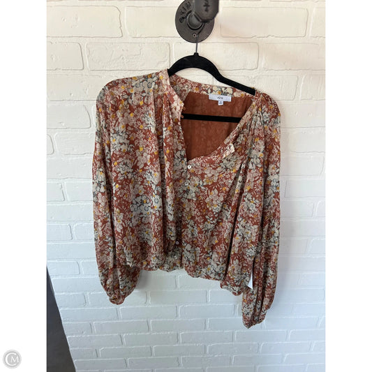 Top Long Sleeve By Fate In Brown & Cream, Size: S