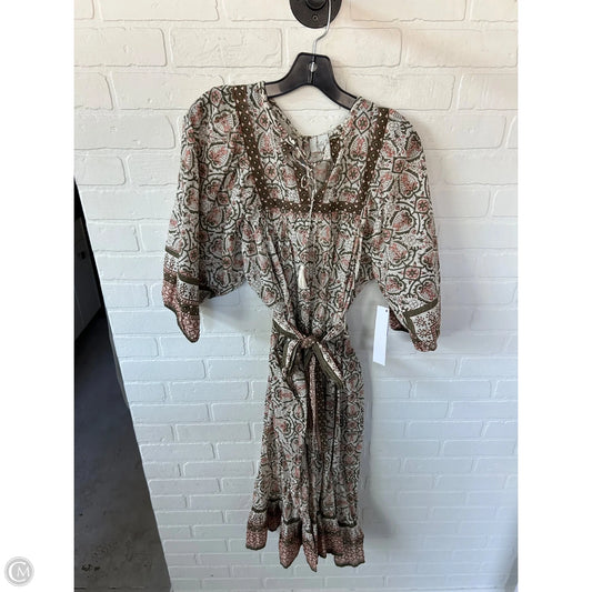 Dress Casual Midi By Cmb In Cream & Green, Size: S