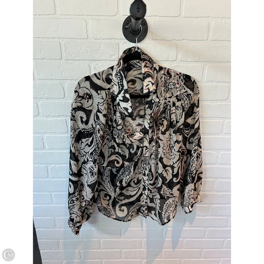 Top Long Sleeve By Zara In Black & Cream, Size: S