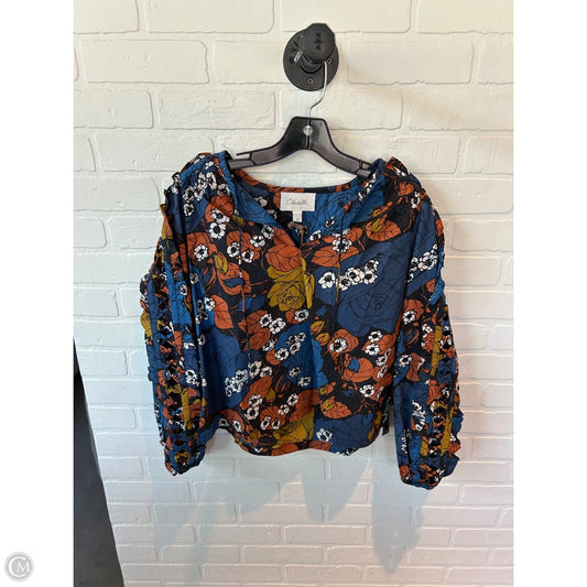 Top Long Sleeve By Cmb In Blue & Orange, Size: Xs