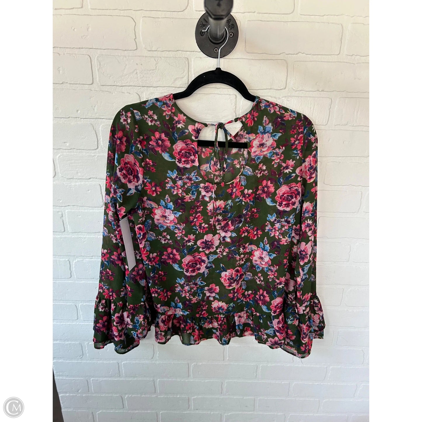 Top Long Sleeve By Kut In Green & Pink, Size: S