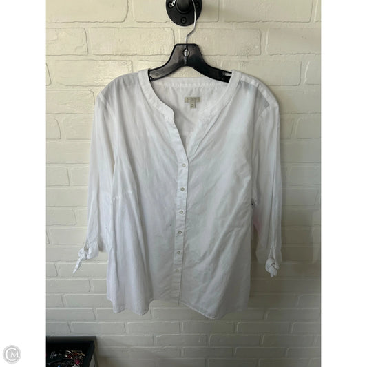 Top 3/4 Sleeve By Talbots In White, Size: 2x