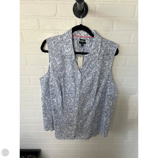 Top Sleeveless By Talbots In Blue & White, Size: 1x