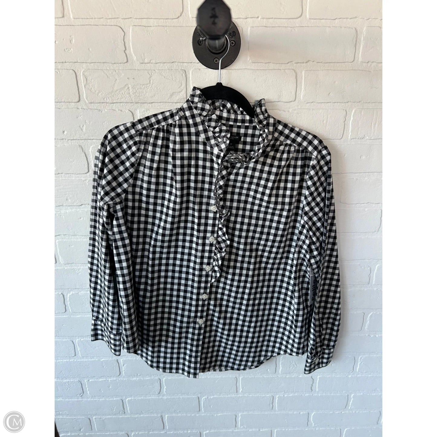 Top Long Sleeve By Ann Taylor In Black & White, Size: Mp