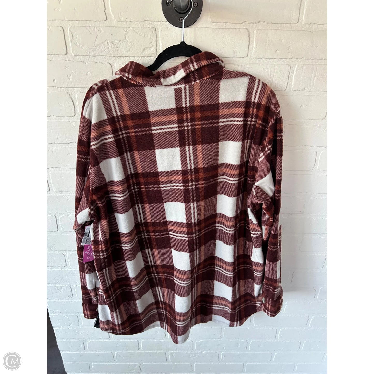 Jacket Shirt By Eddie Bauer In Brown & Cream, Size: Xl