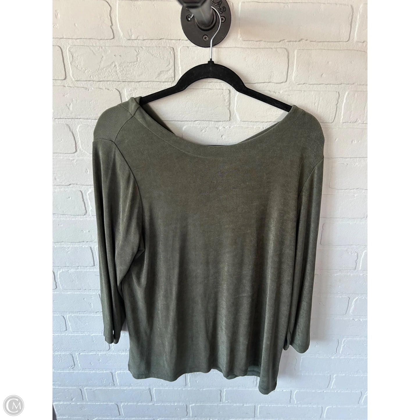 Top 3/4 Sleeve By Chicos In Green, Size: L