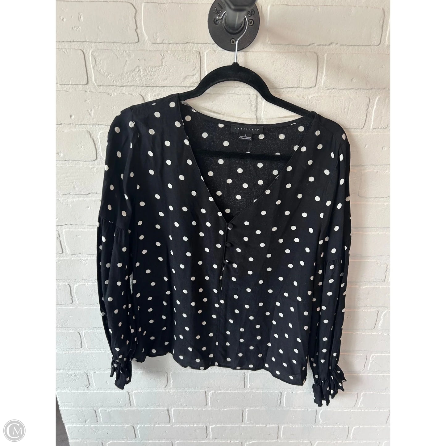 Top Long Sleeve By Sanctuary In Black & White, Size: S