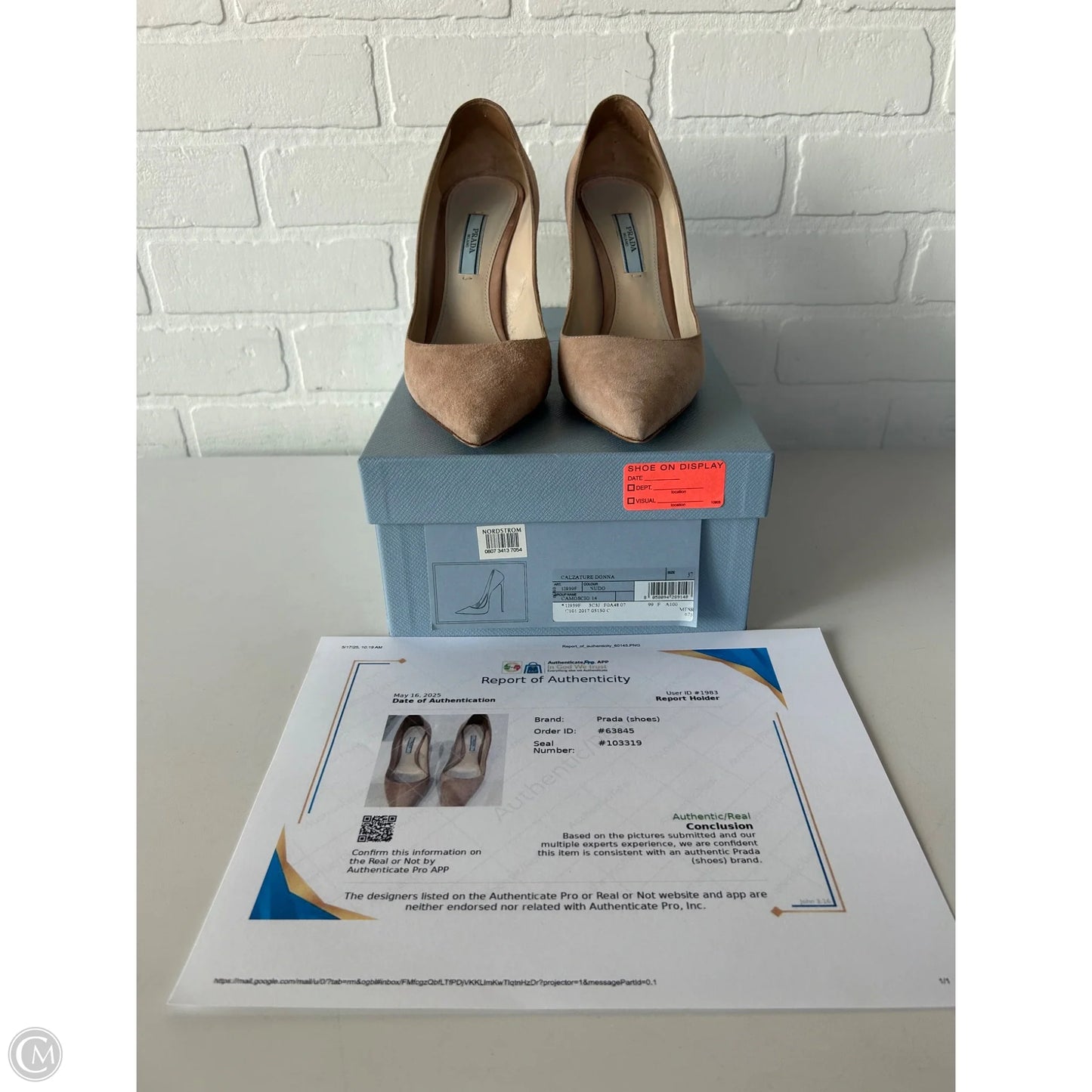 Shoes Luxury Designer By Prada In Tan, Size: 6.5