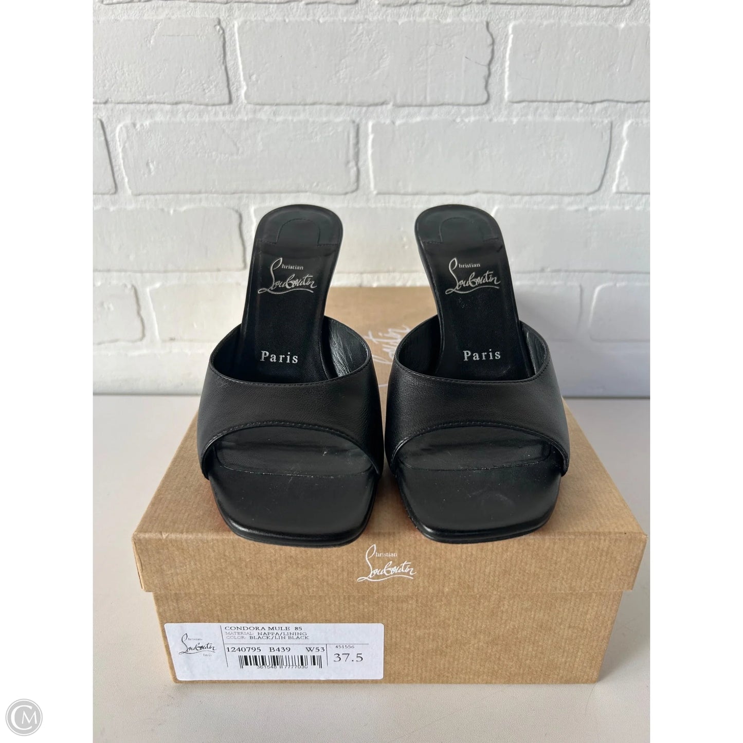 Sandals Luxury Designer By Christian Louboutin In Black, Size: 7