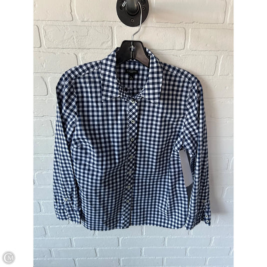 Top Long Sleeve By Talbots In Blue & White, Size: Mp