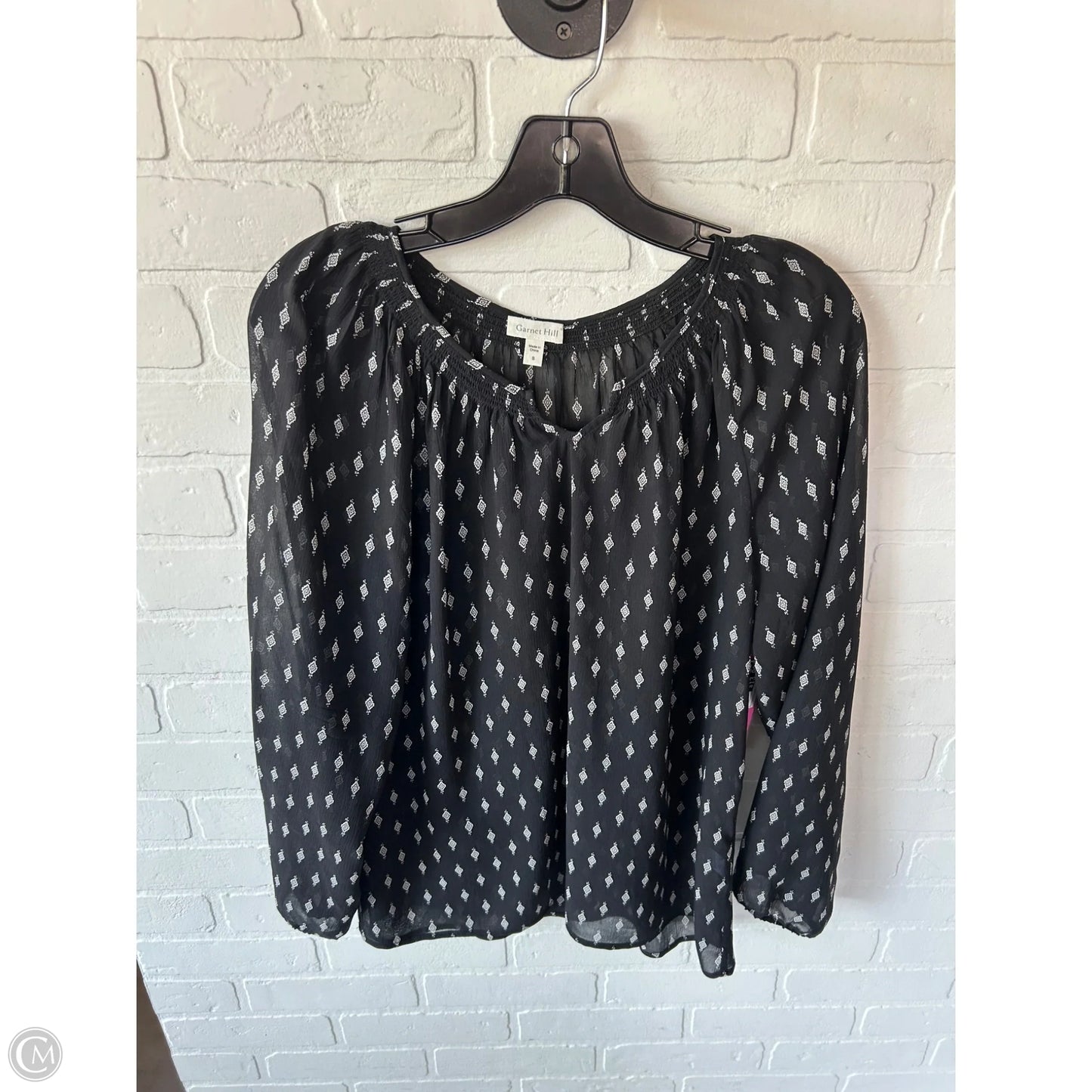 Top Long Sleeve By Garnet Hill In Black & White, Size: S