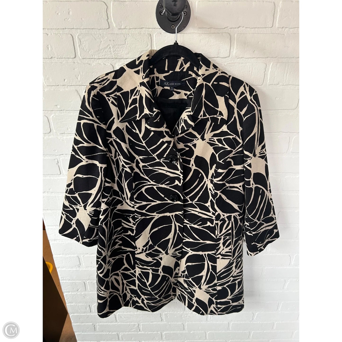 Coat Other By Anne Klein In Black & Cream, Size: 1x