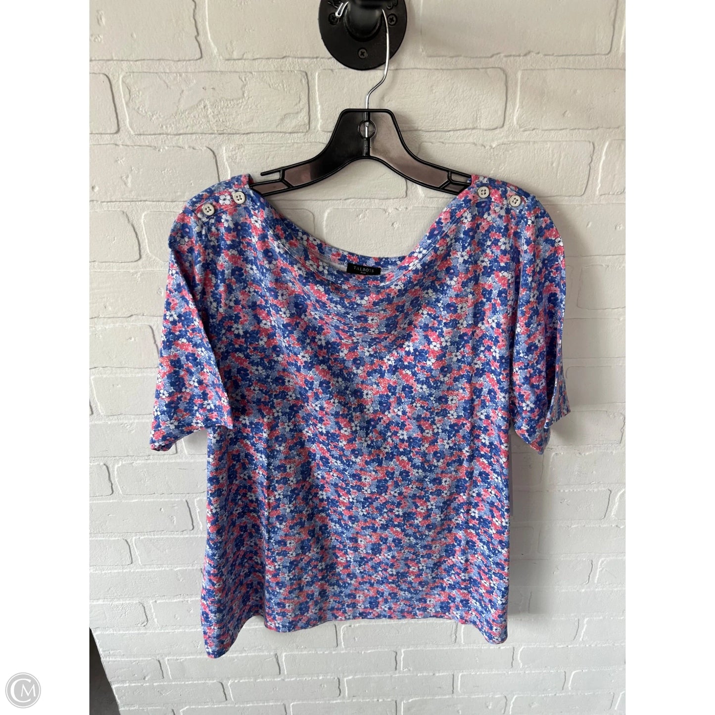 Top Short Sleeve By Talbots In Blue & Pink, Size: 1x