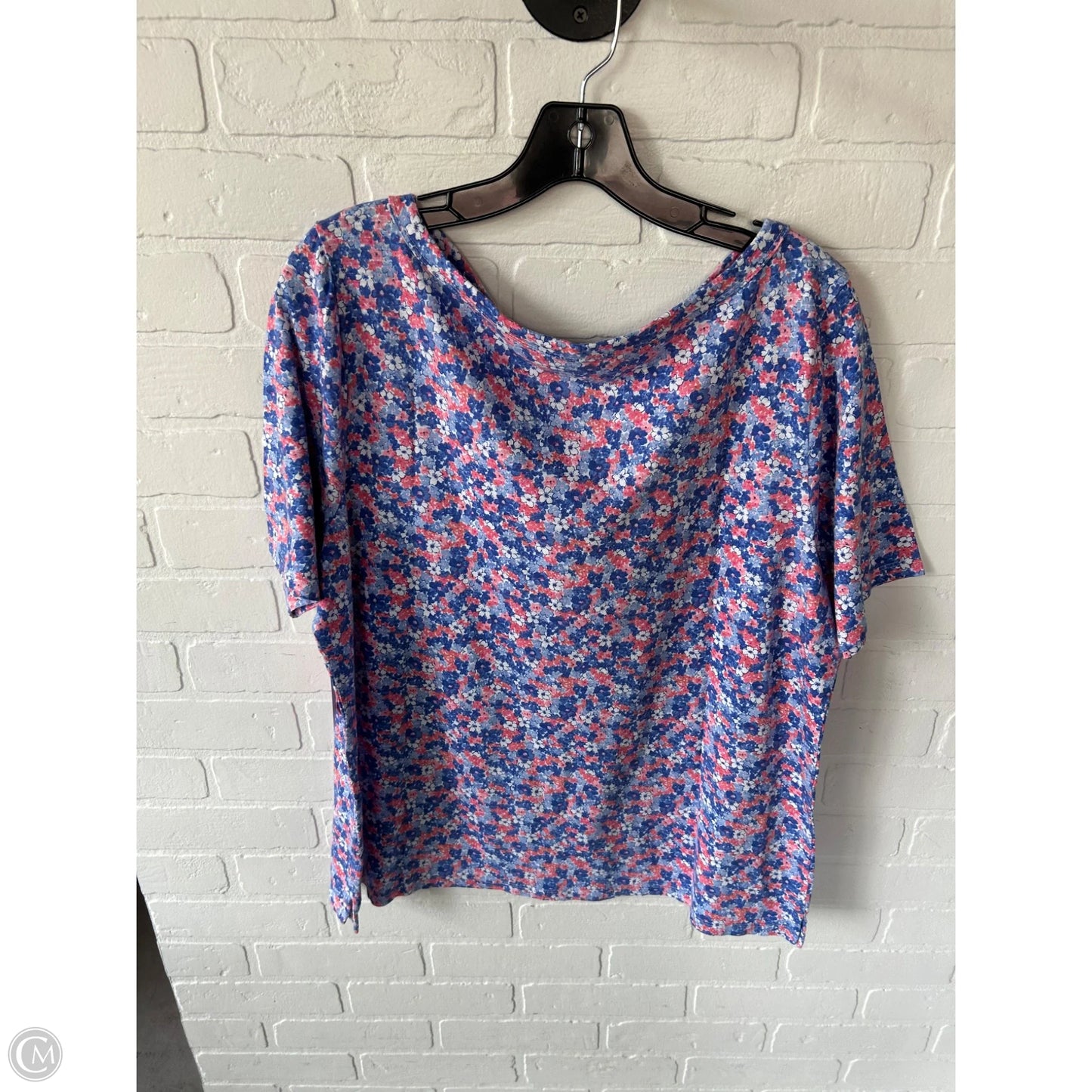 Top Short Sleeve By Talbots In Blue & Pink, Size: 1x