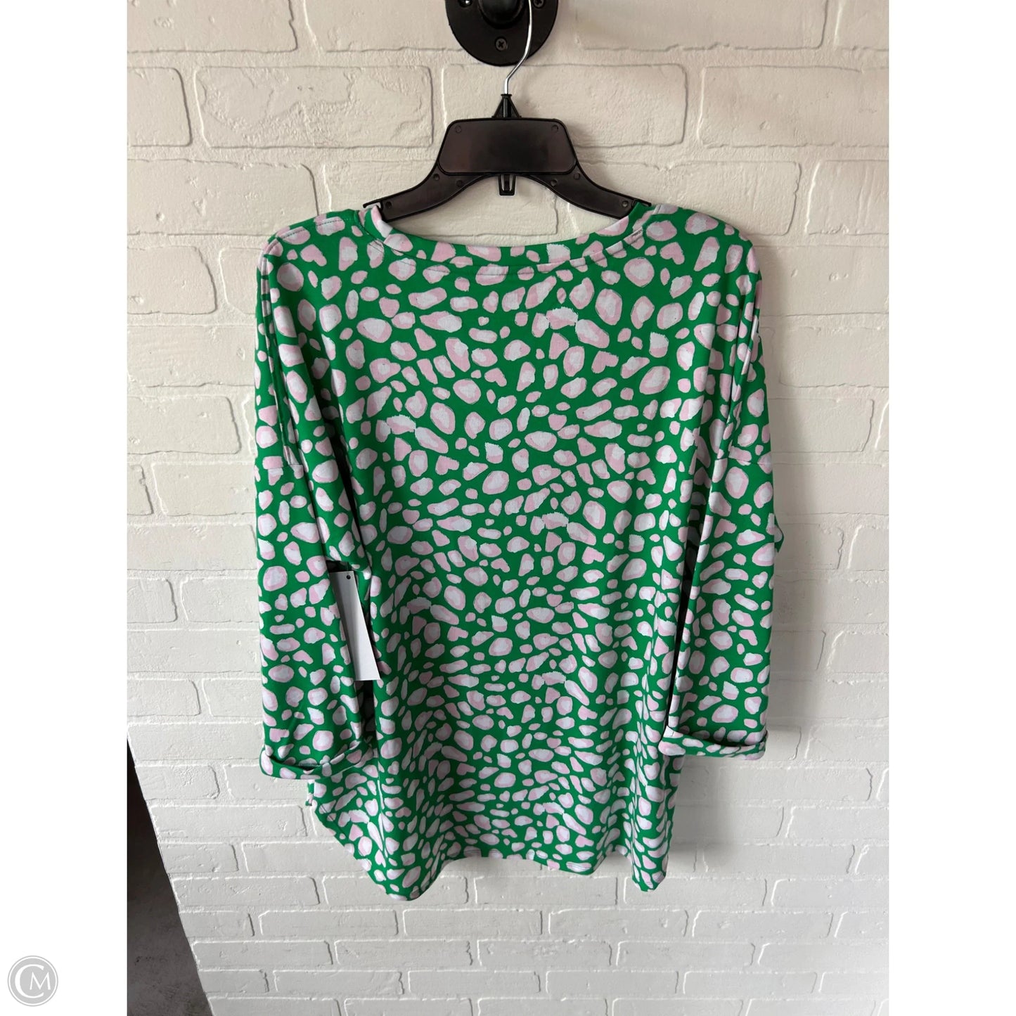 Top 3/4 Sleeve By Crown And Ivy In Green & White, Size: Xl