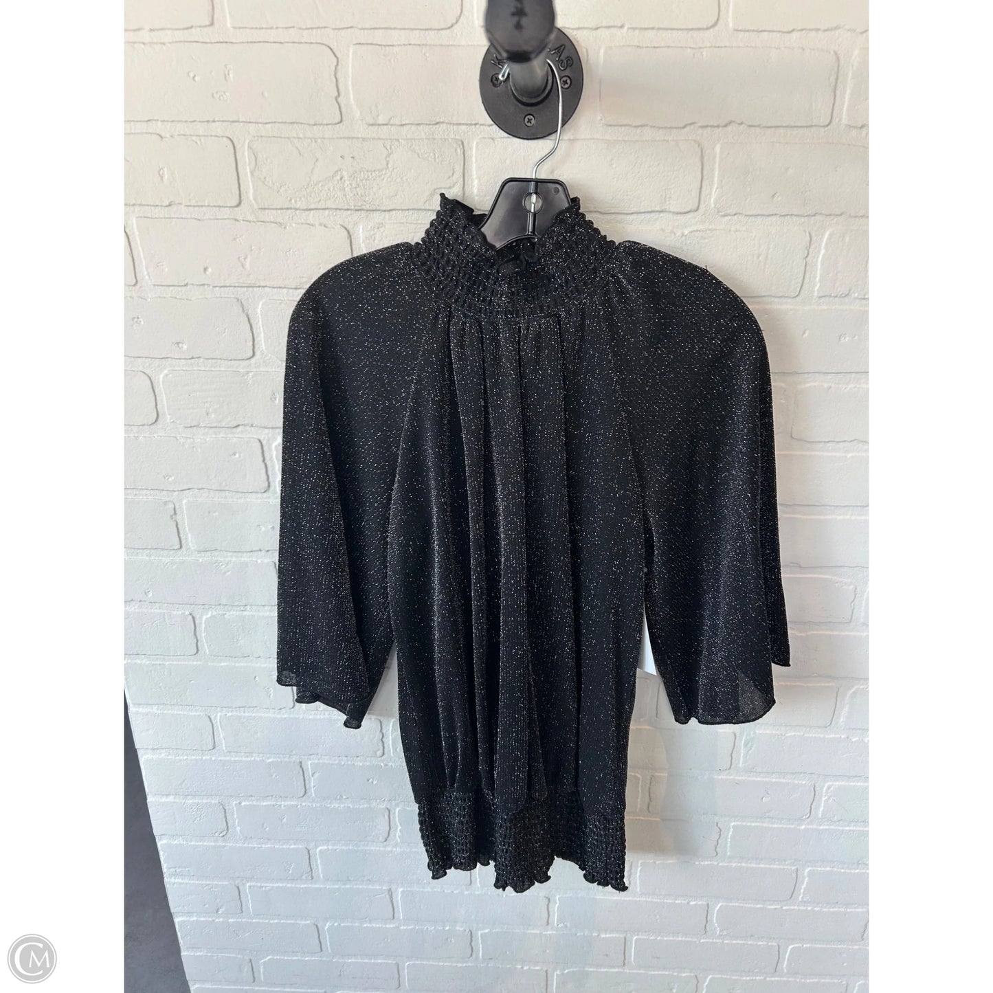 Top 3/4 Sleeve By New Directions In Black & Silver, Size: M