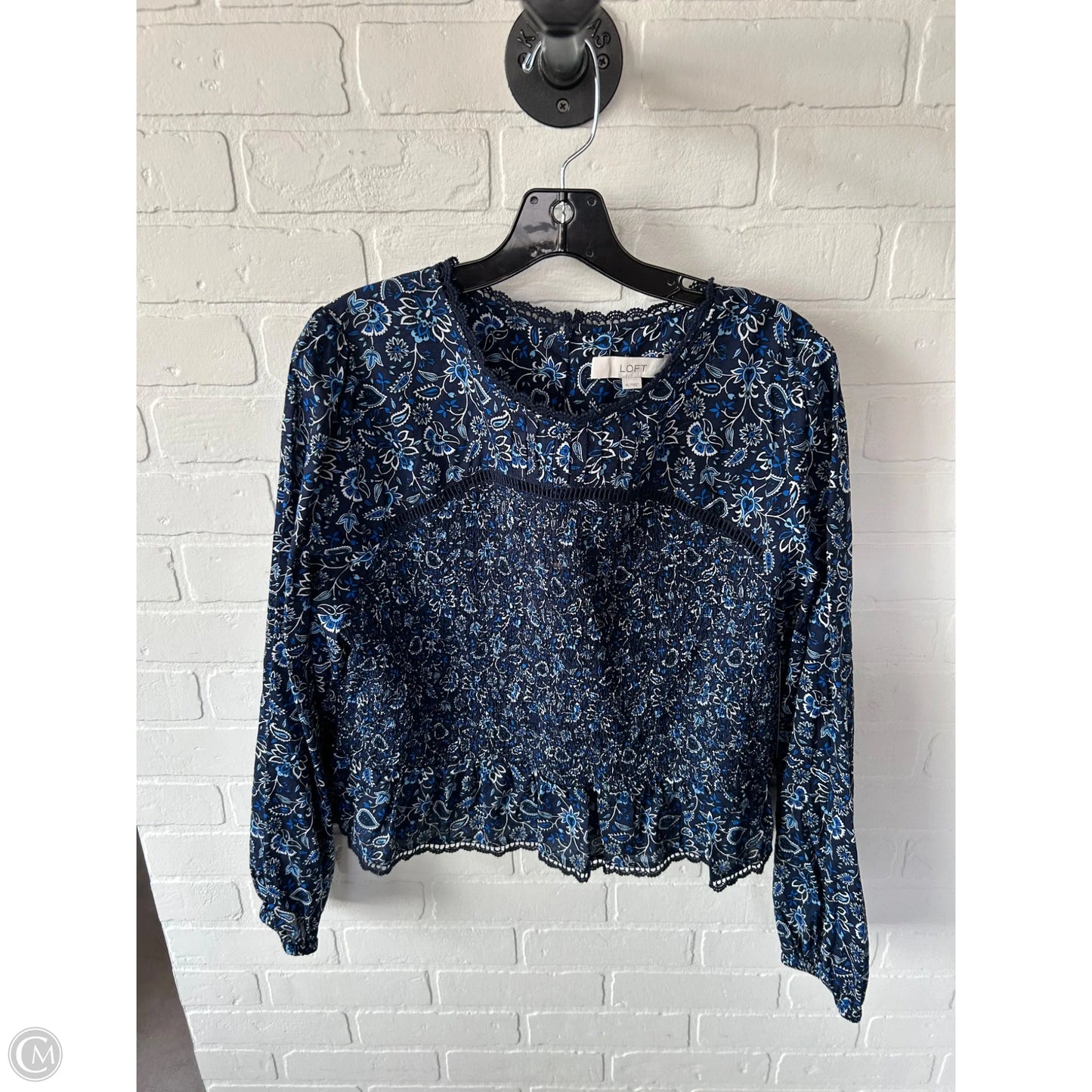 Top Long Sleeve By Loft In Blue & White, Size: Xl