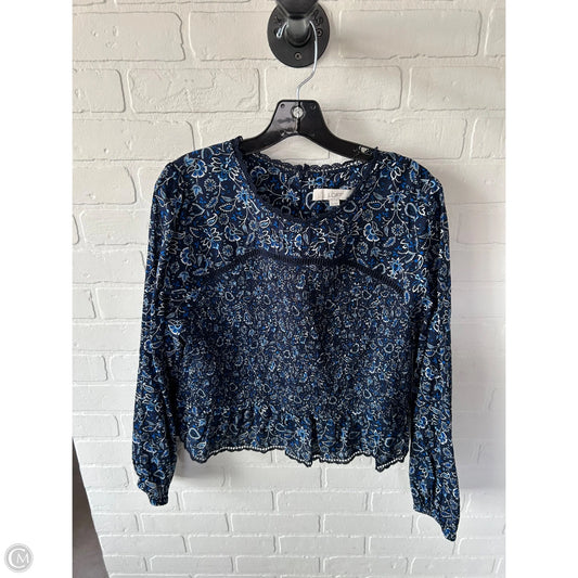 Top Long Sleeve By Loft In Blue & White, Size: Xl