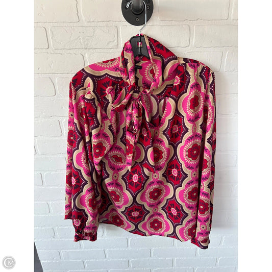 Top Long Sleeve By Ann Taylor In Red & Tan, Size: L