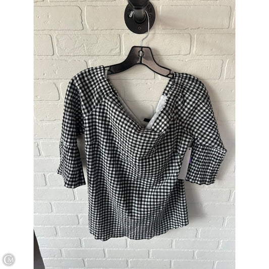 Top 3/4 Sleeve By White House Black Market In Black & White, Size: M